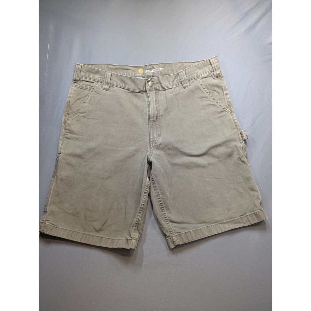 Carhartt Mens Relaxed Fit Canvas Work Shorts Olive Green 103652 Size 38